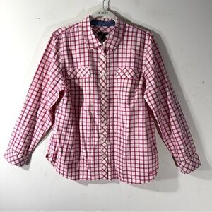 Talbots Pink Plaid Button Down Shirt